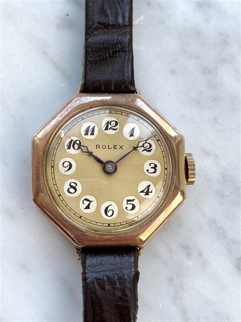 1930s 9ct rose gold cased mans rolex|Rolex art deco watches.